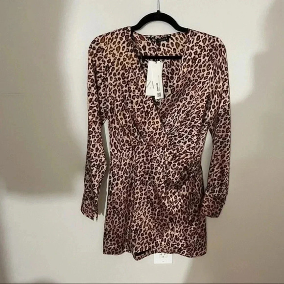 🍁 Zara satin effect leopard print mini dress Small 9136/561 - Picture 6 of 9